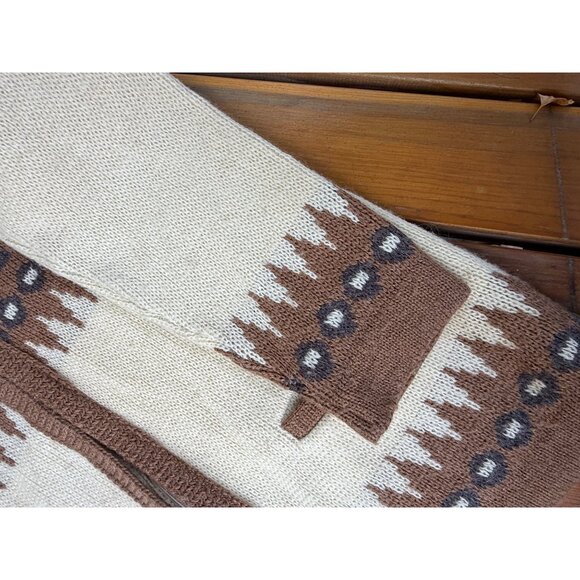80s An Original White Ram Knitting Co Ltd Cardigan Sweater Full Zip Ivory Brown - Picture 10 of 14